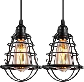 Industrial Pendant Light INNOCCY Edison Hanging Cage Pendant Lights E26 ...