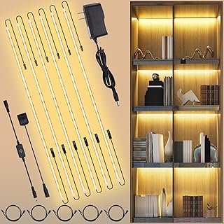 JUSJUBR Shelf Lights, 6 PCS 20 Inch Dimmable Flexible COB LED Light Stri...