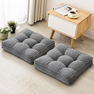Floor Pillow Set of 2, Memory Foam Floor Cushions for Adults, Large Medi...