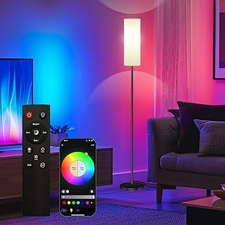 Smart LED Floor Lamp with APP Control & RGB Colors - Dimmable Standing L...