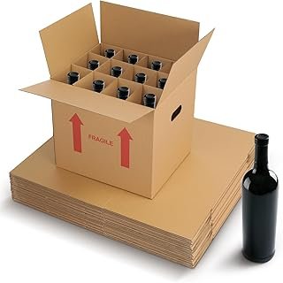 Tatuo 10 Pack Wine Bottle Moving Box 14 x 12 x 13 Inch Corrugated 12 Bot...