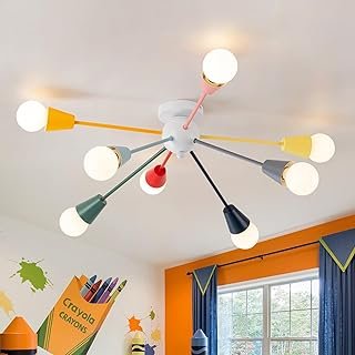 Colorful Chandelier, 8-Light Modern Sputnik Chandelier, Kids Ceiling Lig...