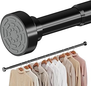 No Drilling Closet Rods for Hanging Clothes, Non Slip Tension Rod with H...