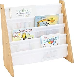 Humble Crew 4-Tier Kids Bookshelf, Natural Wood/White - Premium Book She...