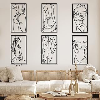 Cindeer 6 Pcs Modern Minimalist Wall Decor Abstract Woman Wall Art Singl...