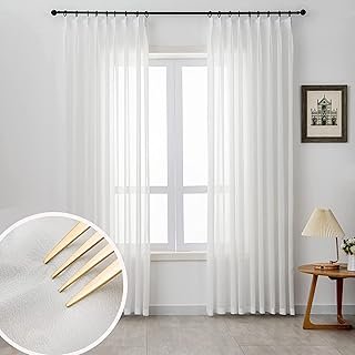 Off White Sheer Curtains 84 inch for Living Room Bedroom Light Filtering...