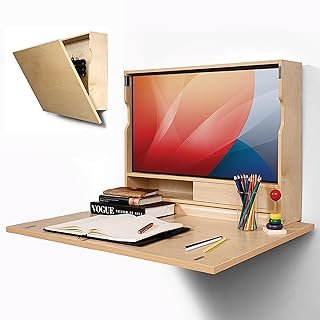 SKEENA Wall-Mounted Desk - Floating Folding Desk with Storage, Space-Sav...