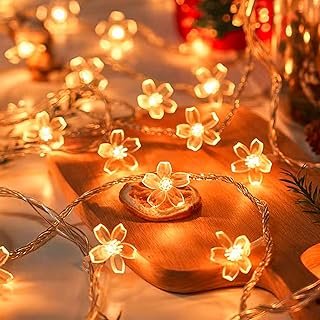 Decorative Flower String Lights Plug in for Bedroom, Connectable 33ft 10...