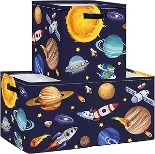 Clastyle 3 pcs Cosmic Space Cube Storage Unit Boxes Stars Kallax Box for...