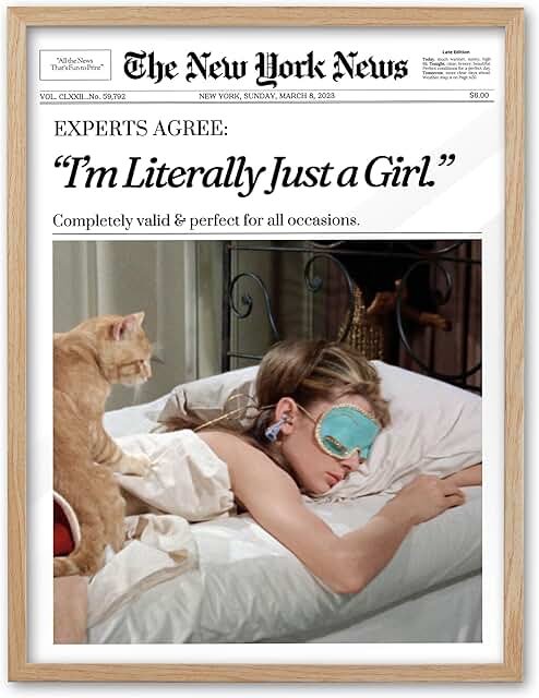 EcoHest Trendy Newspaper Audrey Hepburn Magazine Framed Wall Art, 12x16 ...