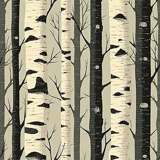 Birch Forest Peel and Stick Wallpaper – Rustic Woodland Tree Wallpaper, ...