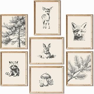 Nursery Wall Art Woodland Animal Canvas Wall Decor Baby Room Pictures Fo...