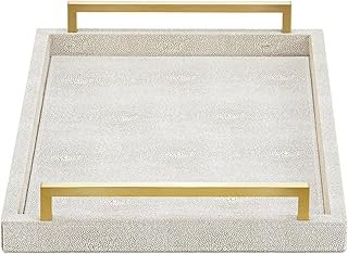 Ivory Shagreen Decorative Tray Large Rectangle Coffee Table Tray for Ott...