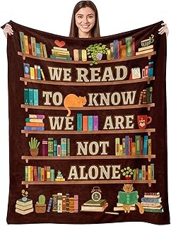 Decorative Reading Throw Blanket, Fuzzy Soft Cozy Flannel Blanket for Ho...