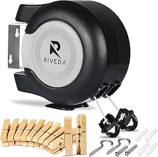RIVEDA Dual Retractable Clothesline 43 ft Each Line with 24 Clothes Pins...