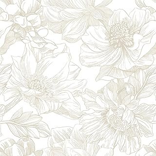 Ismoon Large Floral Peel and Stick Wallpaper Boho Beige Contact Paper 17...
