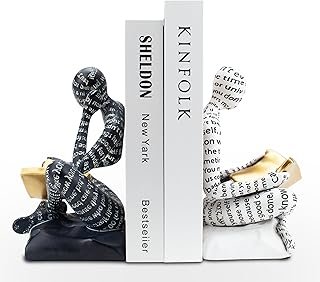 Heavy Duty Book Ends for Shelves, Thinker Decorative Bookends for Heavy ...