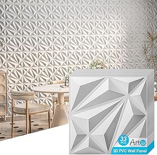 Art3d 33-Pack 3D Wall Panel for Interior Wall Décor, Diamond Textured PV...