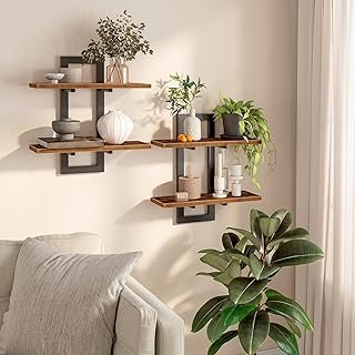 HOOBRO Floating Shelves, 15 Inch Wall Shelf Set of 2, Wall Mounted Stora...