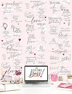 Girl Boss Peel & Stick Wallpaper – Pink Rose | Motivational DIY Wall D...