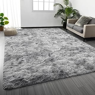 Large Shag Area Rugs 6 x 9, Tie-Dyed Plush Fuzzy Rug for Living Room, Ul...