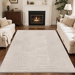 SHACOS Soft Cozy Fluffy Arch Pattern High-Low Pile Textured Area Rug 5'3...