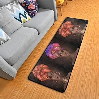 African American Woman Runner Rug Floor Mat Non-Skid Kitchen Rug Soft Ar...