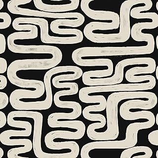 Black and Cream White Peel and Stick Wallpaper Modern Geometric Self-Adh...
