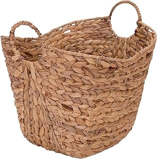 Household Essentials ML-4002 Tall Water Hyacinth Wicker Basket with Hand...