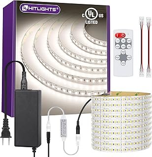 HitLights White LED Strip Lights Kit with Remote & 24V Power Supply, 16....
