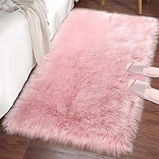 LOCHAS Soft Fluffy Faux Fur Rugs for Bedroom Bedside Rug 2x3 Feet, Washa...