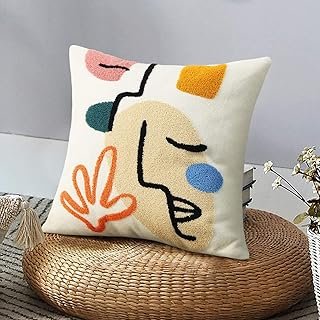 Merrycolor Boho Abstract Pillow Covers Colorful Woman Face Line Cute Pil...