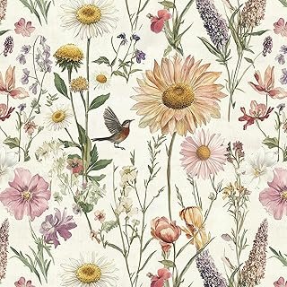 Livebor Floral Peel and Stick Wallpaper Floral Bird Contact Paper 16.9in...