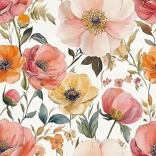 Watercolor Poppy Floral Wallpaper Peel and Stick Removable 17.7