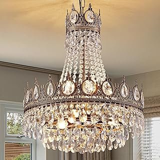 TOCHIC French Empire Crystal Chandelier 6-Light Farmhouse Antique Bronze...