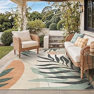 GENIMO Outdoor & Indoor Area Rug 5'x8', Waterproof, Non-Shedding, Easy C...