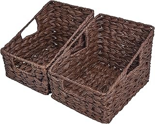 GRANNY SAYS Wicker Storage Baskets, Waterproof Wicker Basket with Handle...