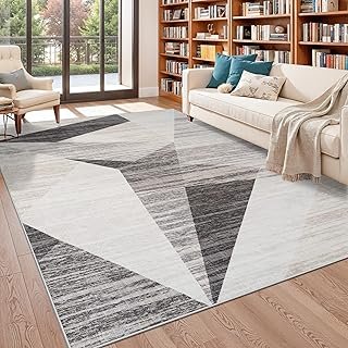 Mid Century Modern Rug - Geometric Style 8x10 for Living Room Bedroom Un...