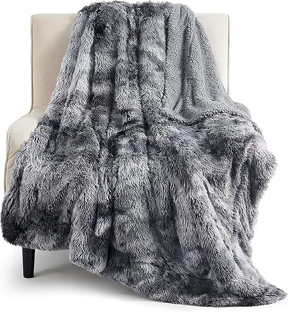 Bedsure GentleSoft Fluffy Fuzzy Faux Fur Throw Blanket for Couch, Soft S...